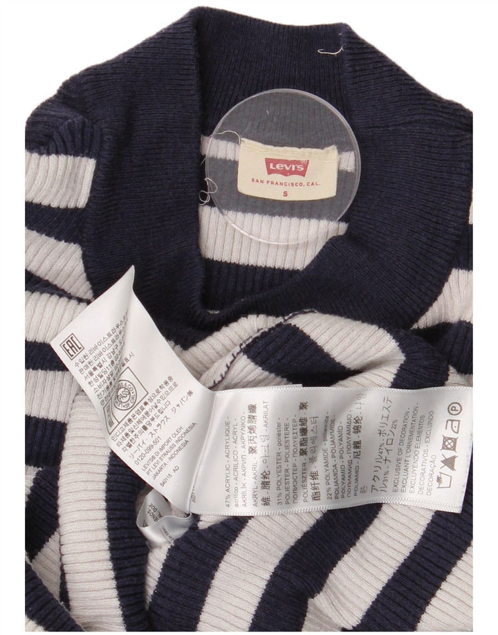 Levi's Damen Crop Crew Neck Pullover Pullover UK 8 Small Marineblau gestreift