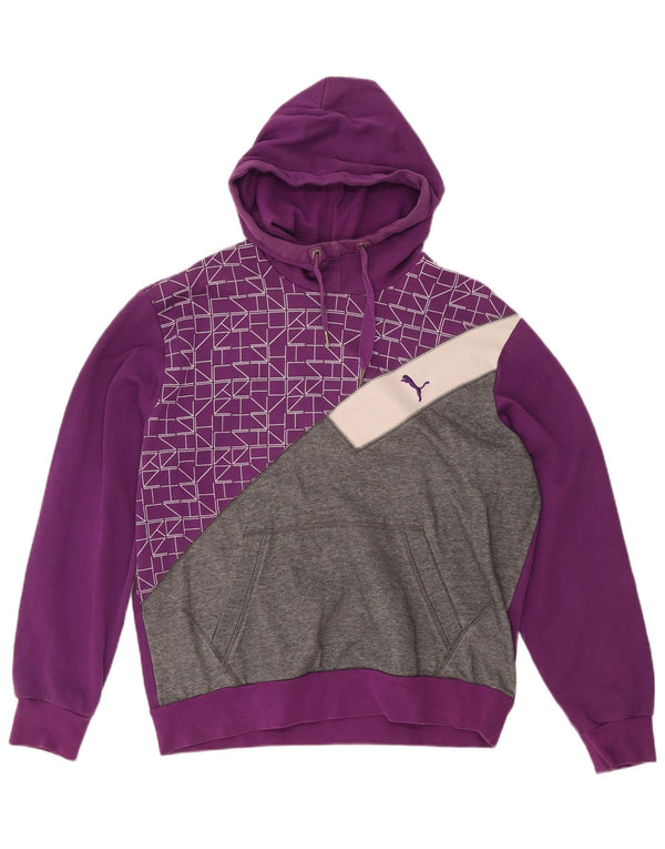 Puma Herren Graphic Hoodie Pullover Large Lila Colourblock Baumwolle