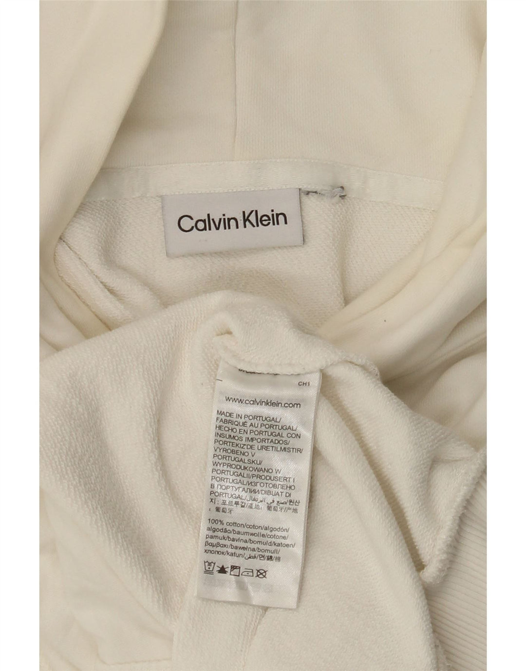 Calvin Klein Herren-Kapuzenpullover mit Grafik, 3XL, cremefarbene Baumwolle
