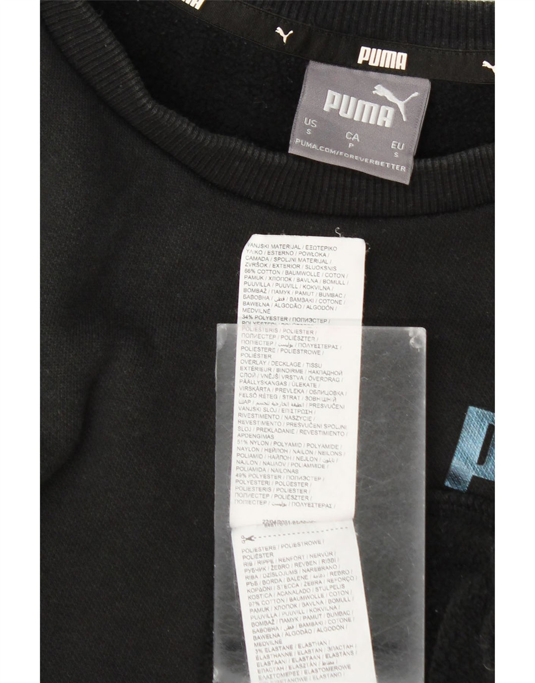 Puma Herren-Sweatshirt mit Grafik, Größe S, Schwarz, Colourblock-Baumwolle