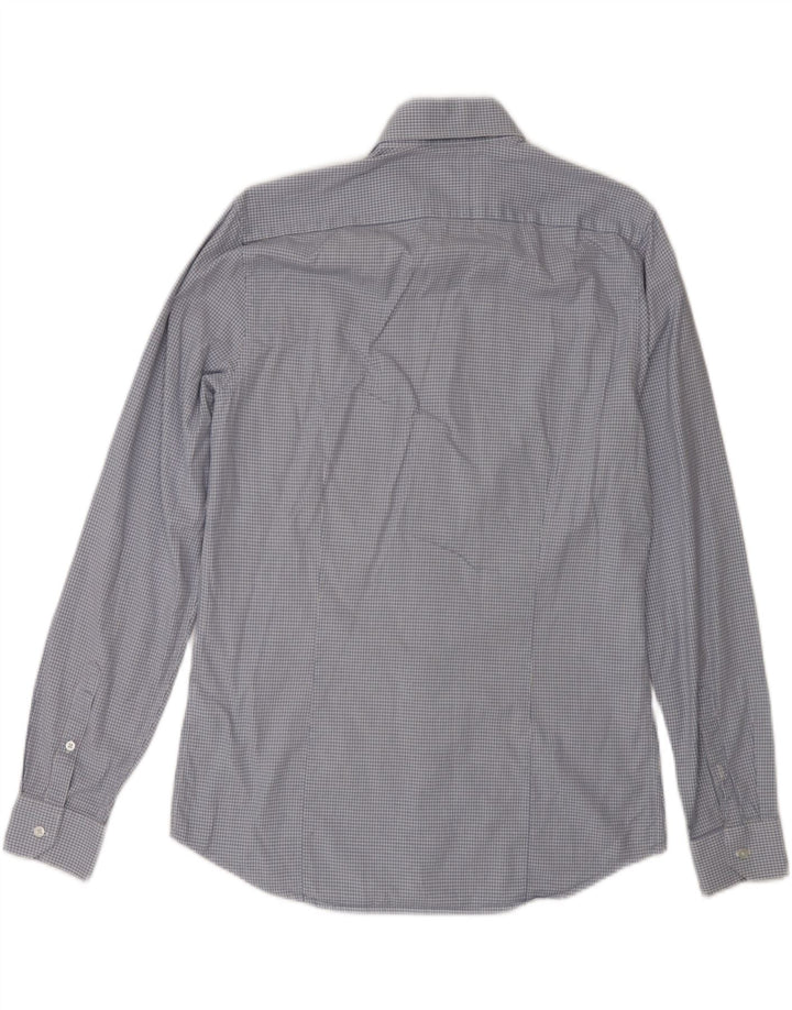 Reiss Slim-Fit-Hemd für Herren aus mittelblauer Hahnentritt-Baumwolle