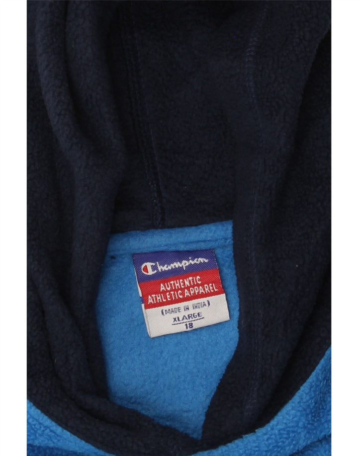 CHAMPION Jungen-Fleecepullover mit Kapuze, 15–16 Jahre, XL, Blau, Farbblock