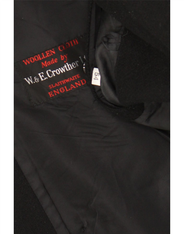 Vintage Herren Zweireiher Mantel IT 54 2XL Schwarze Wolle