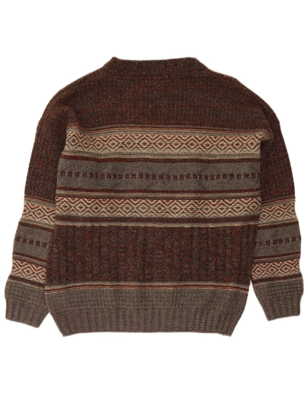 Bresci Herren-Pullover mit U-Boot-Ausschnitt IT 56 XL Braun Geometrisch