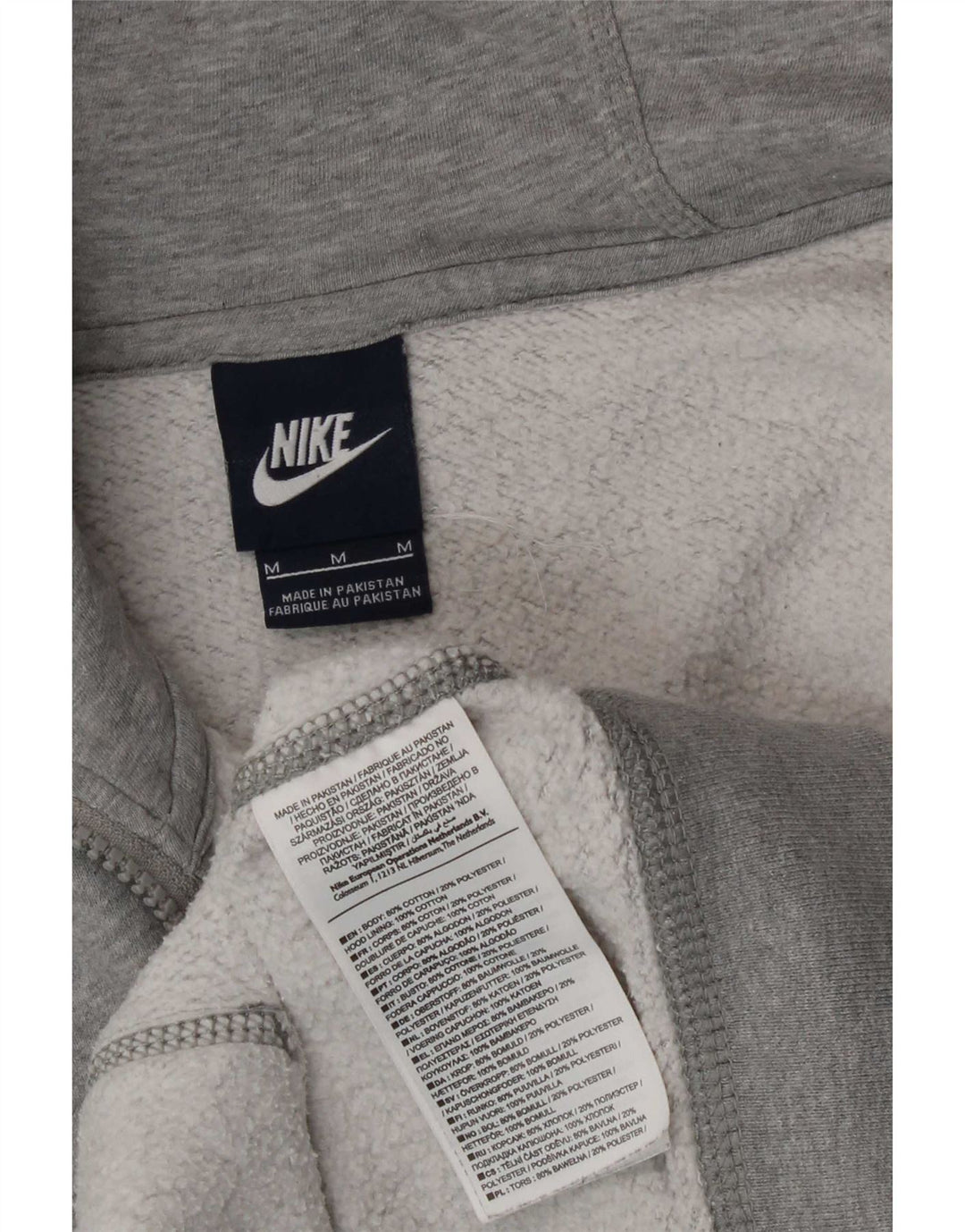 Nike Herren-Kapuzenpullover mit Reißverschluss, mittelgrau gefleckte Baumwolle
