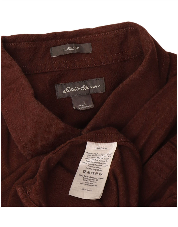 Eddie Bauer Herren-Flanellhemd mit klassischer Passform, Größe L, Braun