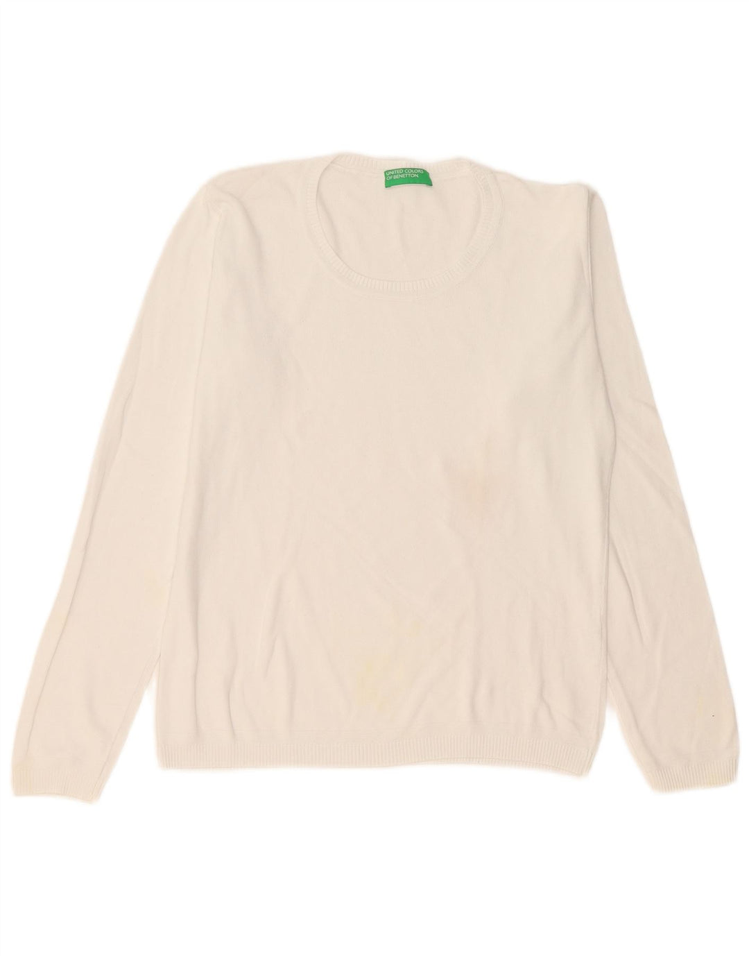 Benetton Damen-Pullover mit U-Boot-Ausschnitt, Gr. 14, Mittelweiß