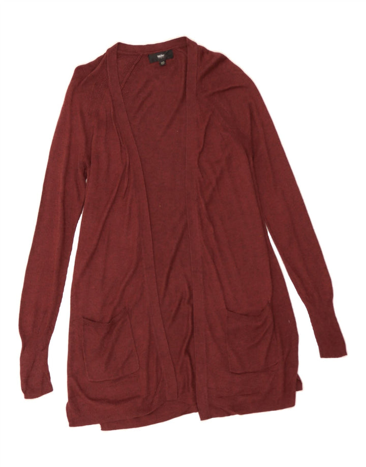 MOSSIMO Womens Open Cardigan Sweater UK 14 Medium Burgundy Nylon Vintage Mossimo and Second-Hand Mossimo from Messina Hembry 