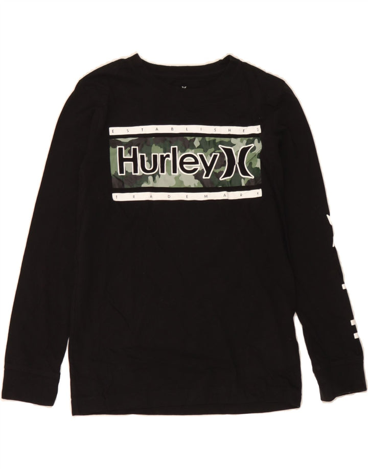 HURLEY Boys Graphic Top Long Sleeve 10-11 Years Medium Black Cotton Vintage Hurley and Second-Hand Hurley from Messina Hembry 