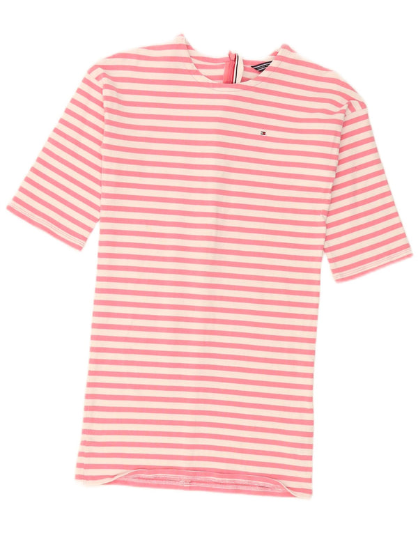Tommy Hilfiger Mädchen-T-Shirt-Kleid mit 3/4-Ärmeln, 11–12 Jahre, rosa gestreift