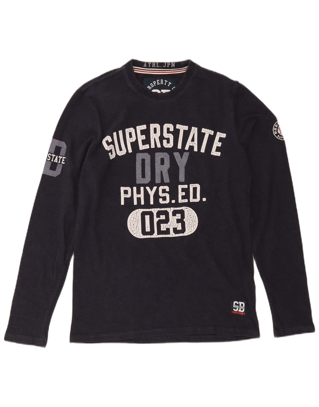 Superdry Herren Grafik-Oberteil, langärmelig, klein, Marineblau, Baumwolle
