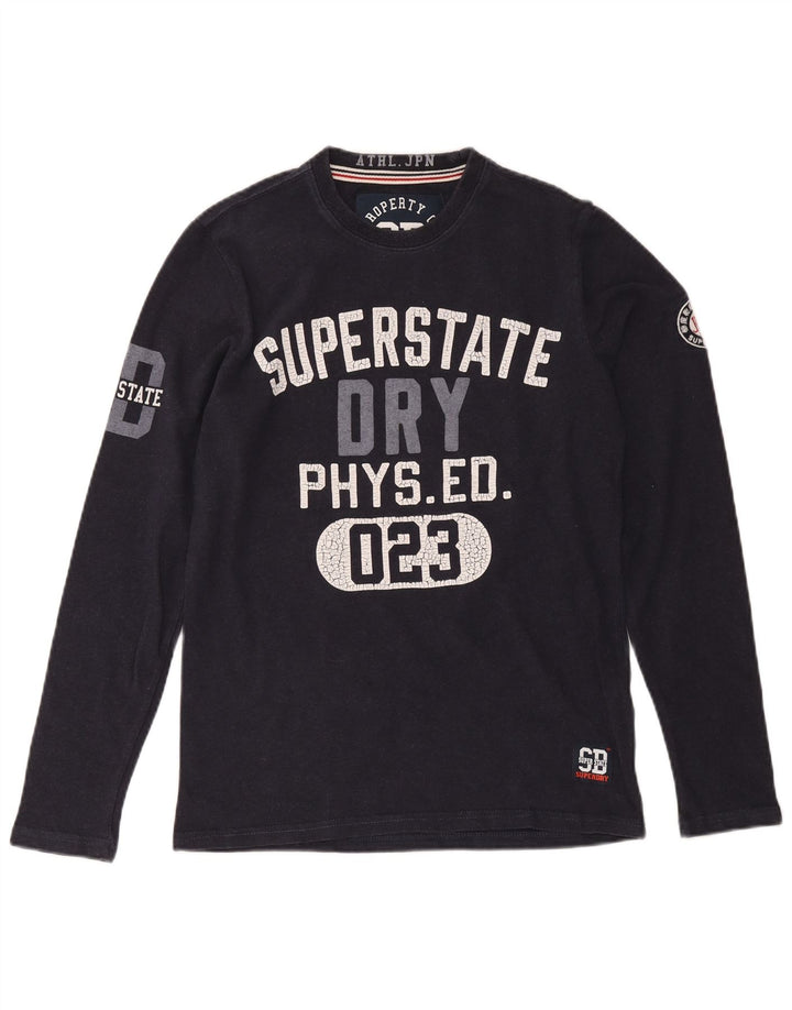 Superdry Herren Grafik-Oberteil, langärmelig, klein, Marineblau, Baumwolle