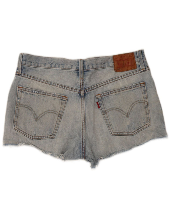 Levi's Damen 501 Distressed Denim Hot Pants W29 Mittelblaue Baumwolle