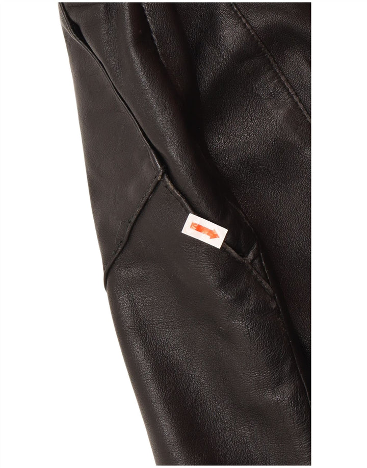 VINTAGE Womens Leather Skirt EU 40 Medium W30  Black