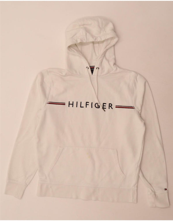 Tommy Hilfiger Herren-Kapuzenpullover mit Grafik, Größe S, weiße Baumwolle