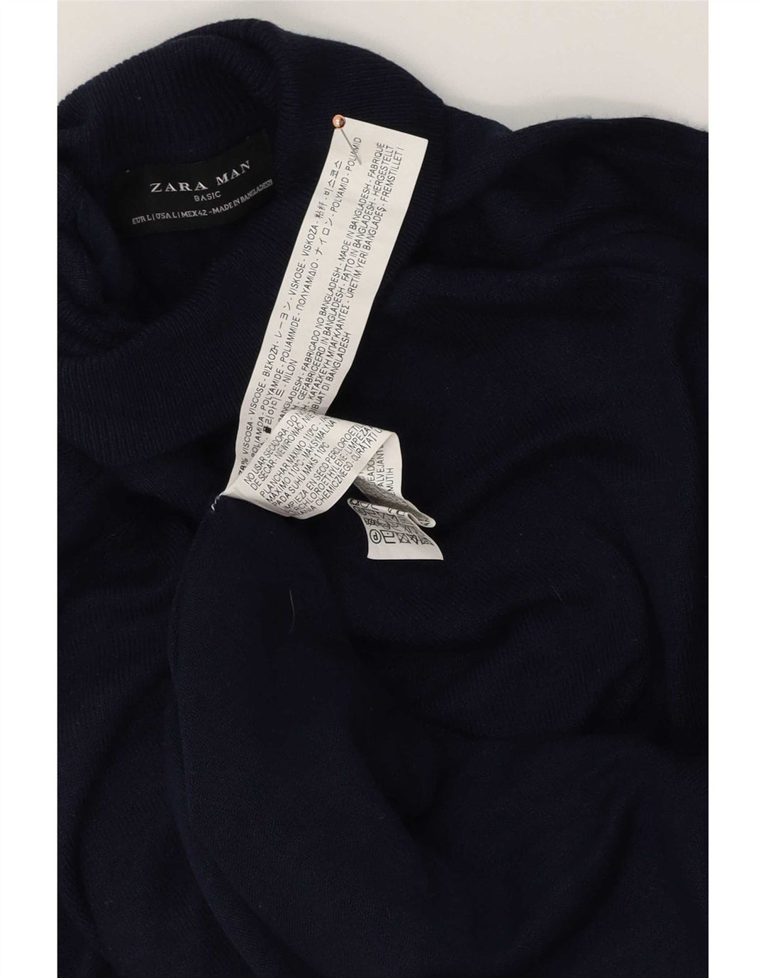 Rollkragenpullover für Herren von Zara, groß, marineblaue Viskose