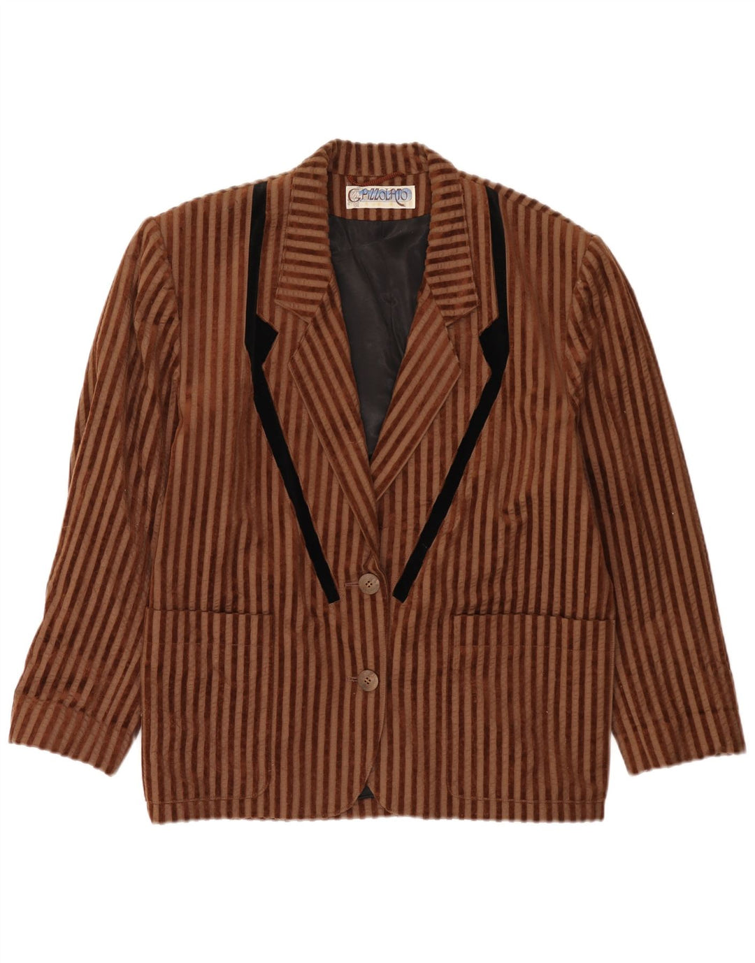 Vintage Damen 2-Knopf-Oversize-Blazerjacke EU 40 Mittelbraun gestreift