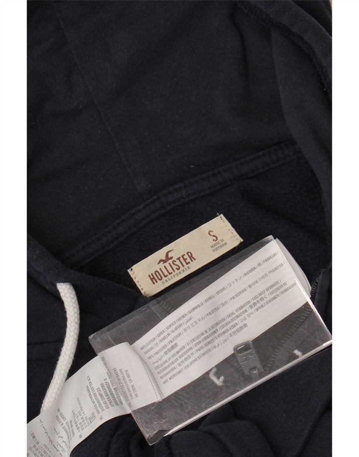 HOLLISTER Damen-Kapuzenpullover mit grafischem Reißverschluss, UK 10, Größe S, Marineblau, Baumwolle