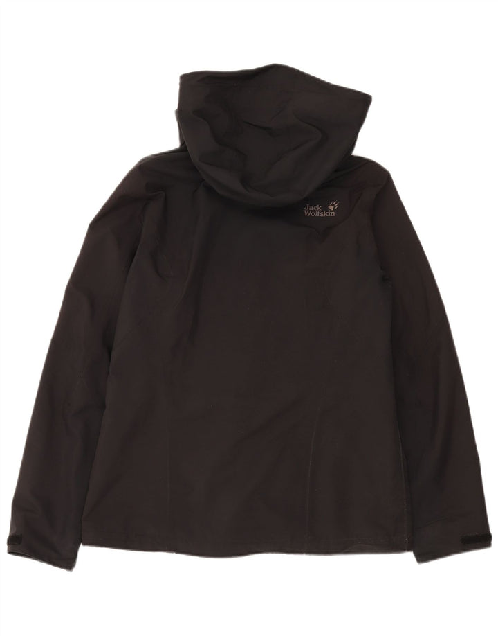 Jack Wolfskin Damen-Regenjacke mit Kapuze, übergroß, Gr. 10, Schwarz