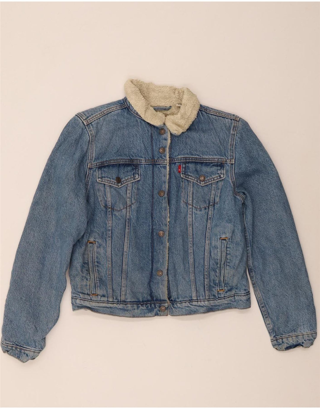 Levi's Damen Jeans-Sherpa-Jacke, UK 14, Größe L, Blau, Baumwolle