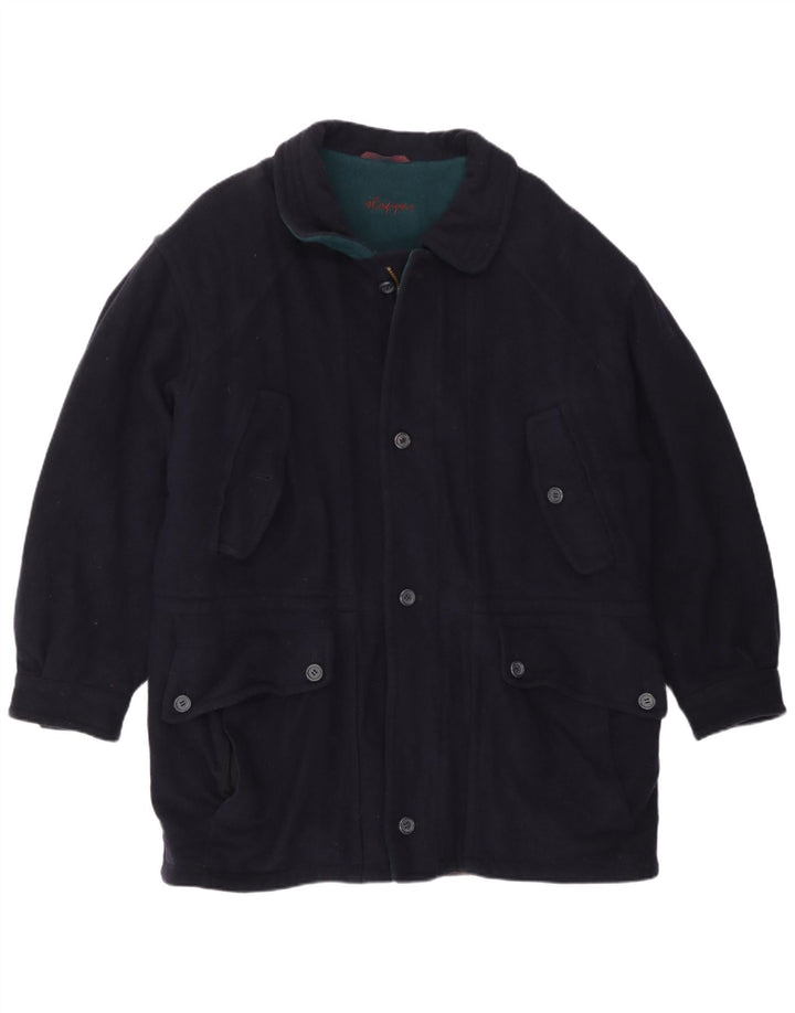 Vintage Herren-Windbreaker-Mantel UK 40 Große marineblaue Wolle