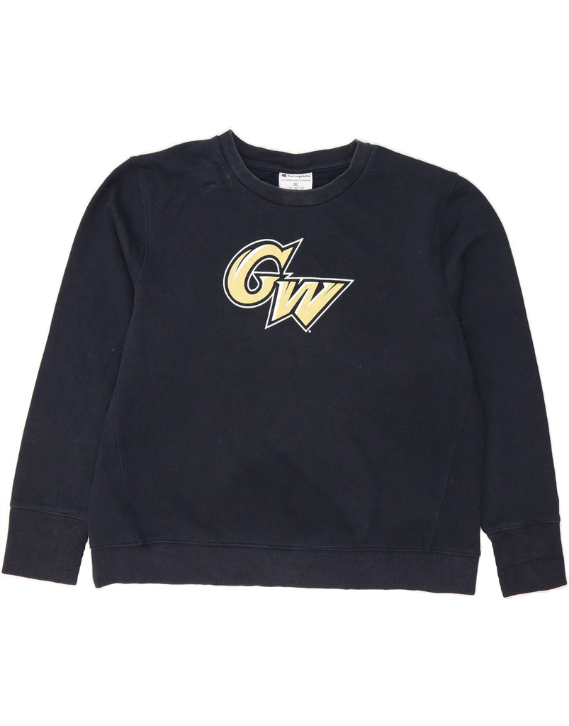 CHAMPION Womens George Washington Sweatshirt Jumper UK 20 2XL Navy Blue Vintage Champion and Second-Hand Champion from Messina Hembry 
