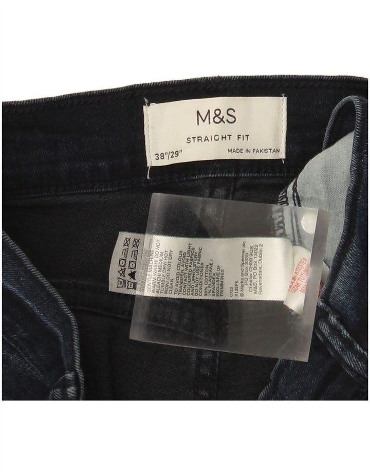 Marks & Spencer Herren Straight Jeans W38 L29 Marineblaue Baumwolle