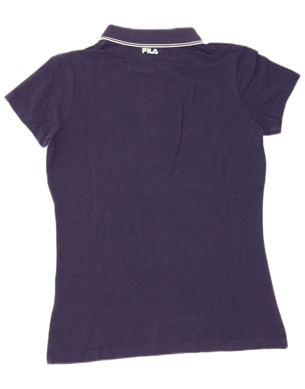 Fila Damen Poloshirt UK 10 Small Marineblau Baumwolle