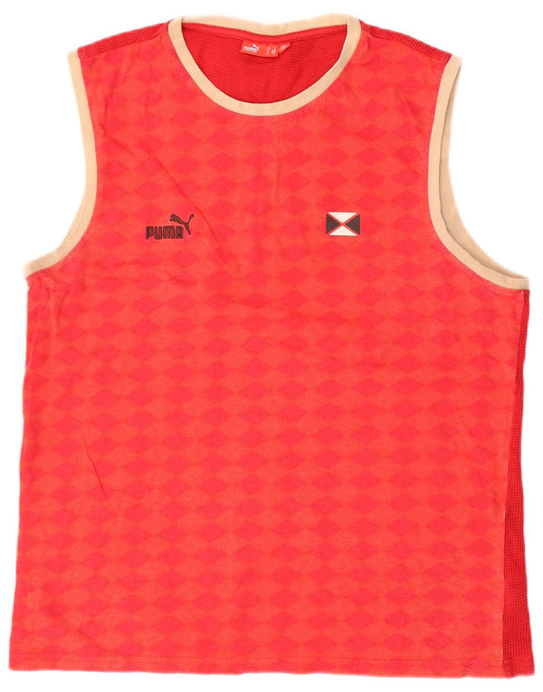 Puma Mens Graphic Vest Top Large Red Geometric Cotton