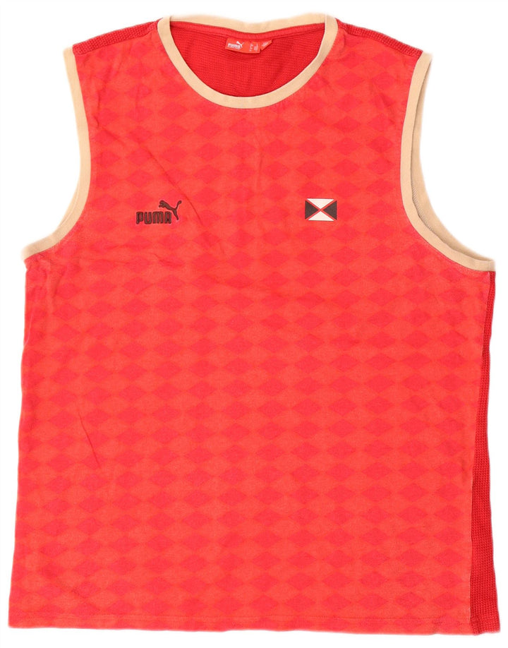 Puma Herren Grafik-Weste-Top, groß, rot, geometrisch, Baumwolle