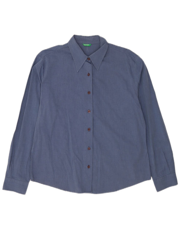 Benetton Damenhemd UK 16 Large Marineblaue Baumwolle