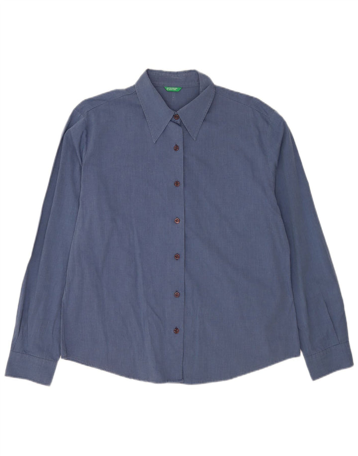 Benetton Damenhemd UK 16 Large Marineblaue Baumwolle