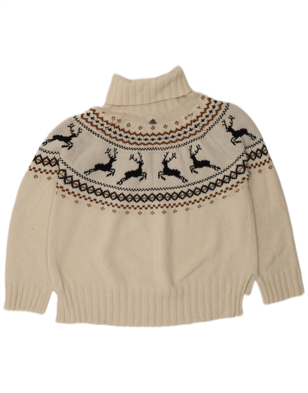 Barbour Rollkragenpullover für Damen, UK 16, Größe L, weiße Fair-Isle-Wolle