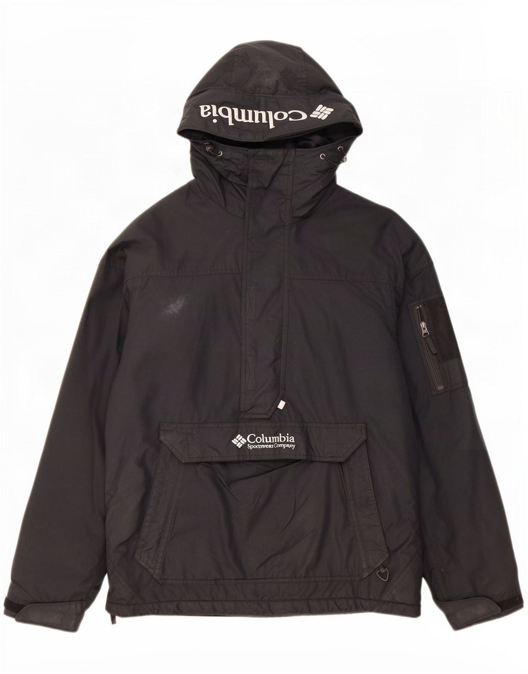 Columbia Herren-Anorakjacke mit grafischer Kapuze, UK 38, mittelschwarzes Nylon
