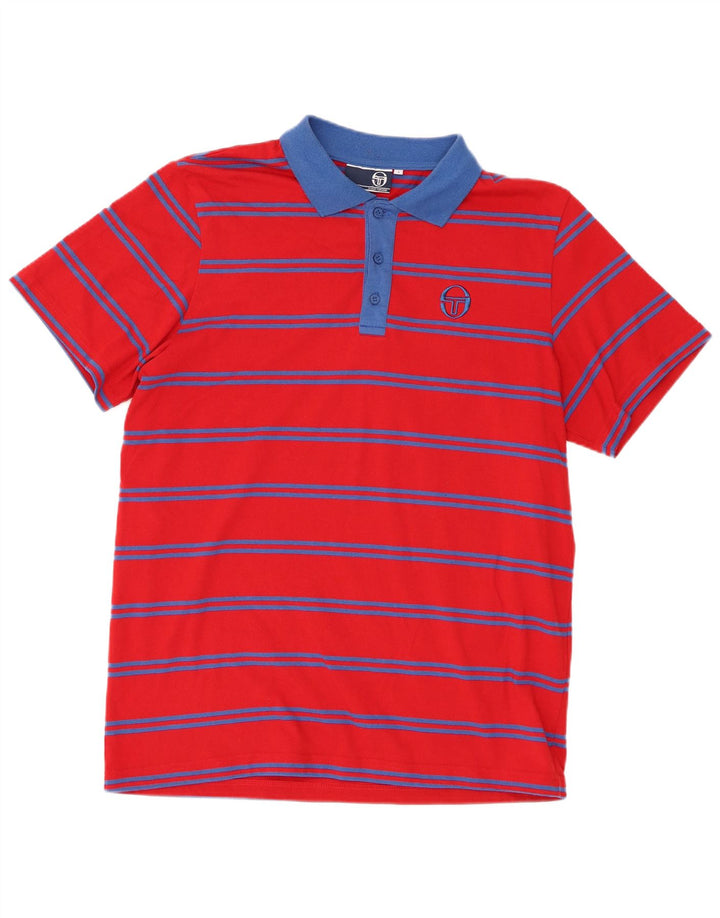 Sergio Tacchini Herren-Poloshirt, groß, rot gestreift, Polyester