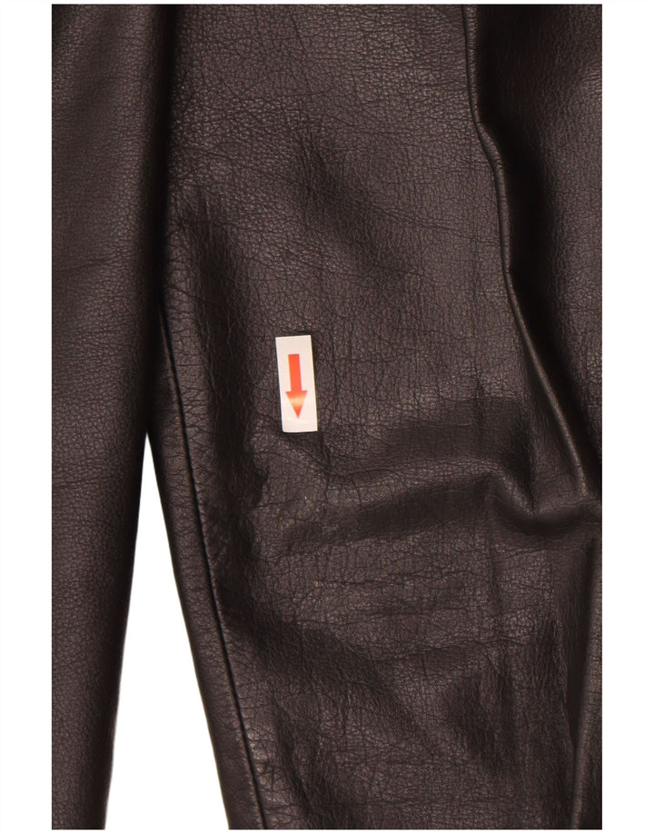 Vintage Damen gerade Lederhose W36 L31 Schwarz