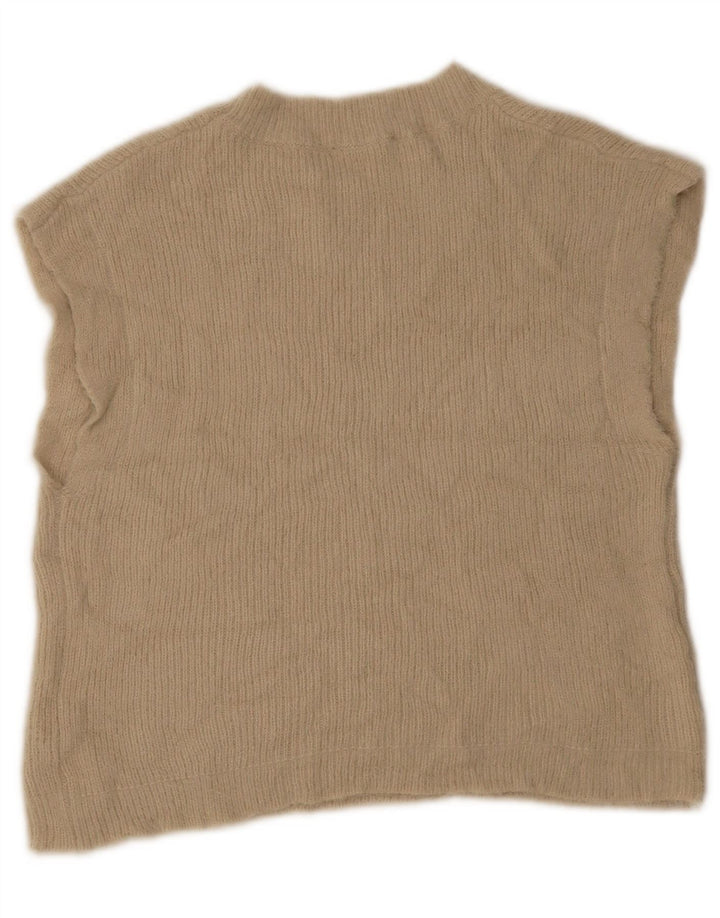 Zara Damen Weste Tank Top UK 12 Medium Beige Acryl