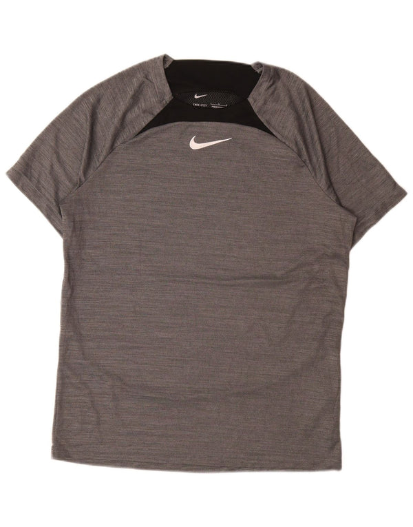 Nike Herren Dri Fit T-Shirt-Oberteil, großes graues Farbblock-Polyester