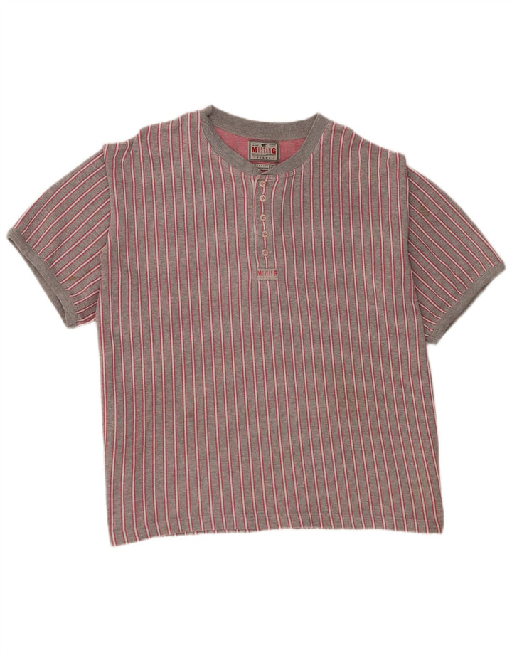 Mustang Herren T-Shirt Top XL grau gestreift aus Baumwolle