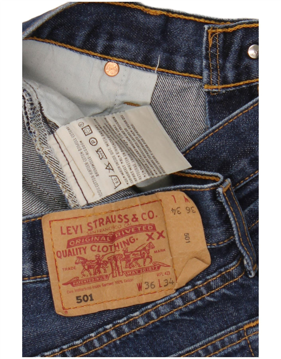 Levi's Herren 501 Capri Jeans W36 L22 Blaue Baumwolle