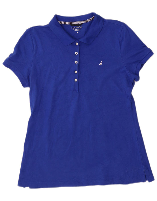 Nautica Damen Poloshirt UK 14 Mittelblaue Baumwolle