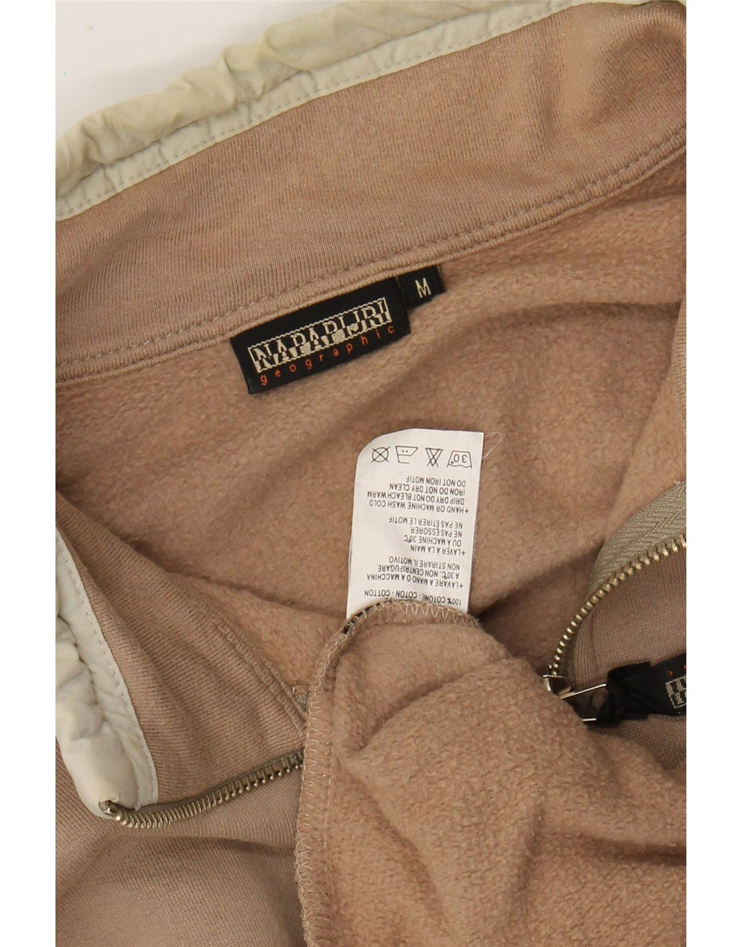 NAPAPIJRI Herren-Sweatshirt mit grafischem Reißverschluss, mittelbeige Baumwolle