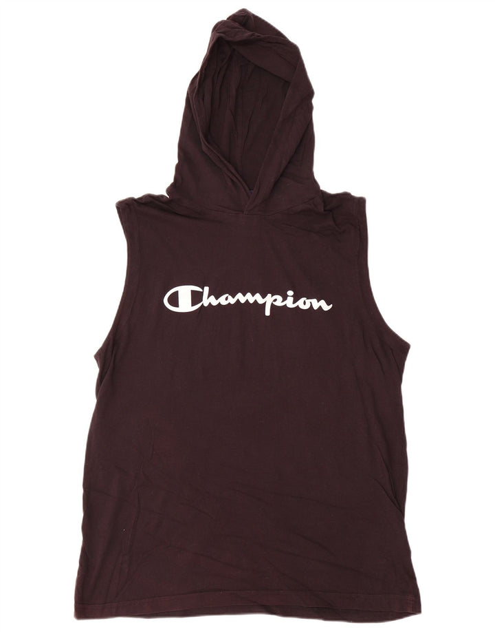 Champion Herren-Weste mit Kapuze, groß, aus schwarzer Baumwolle