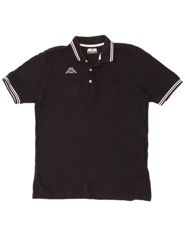 Kappa Herren Poloshirt XL Schwarz gestreift Baumwolle