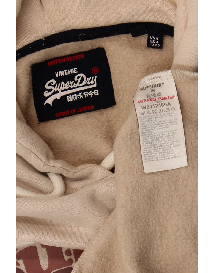 SUPERDRY Damen-Pullover mit grafischem Kapuzenpullover, Gr. 8, Beige, Baumwolle