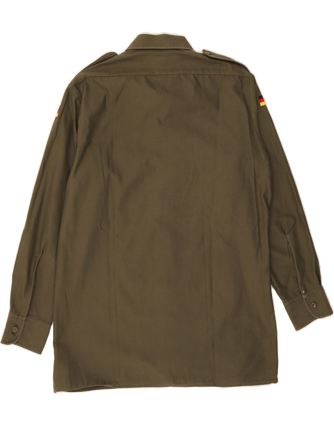 VINTAGE Mens Military Shirt Size 39/40 Medium Khaki Polyester Vintage Vintage and Second-Hand Vintage from Messina Hembry 