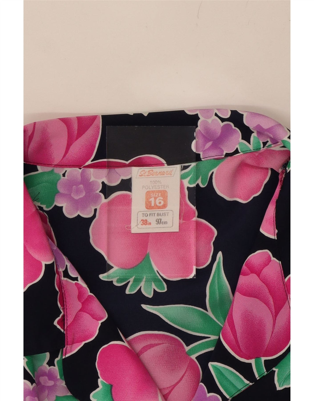 ST. BERNARD Womens Oversized Shirt Blouse UK 16 Large Black Floral Vintage St. Bernard and Second-Hand St. Bernard from Messina Hembry 