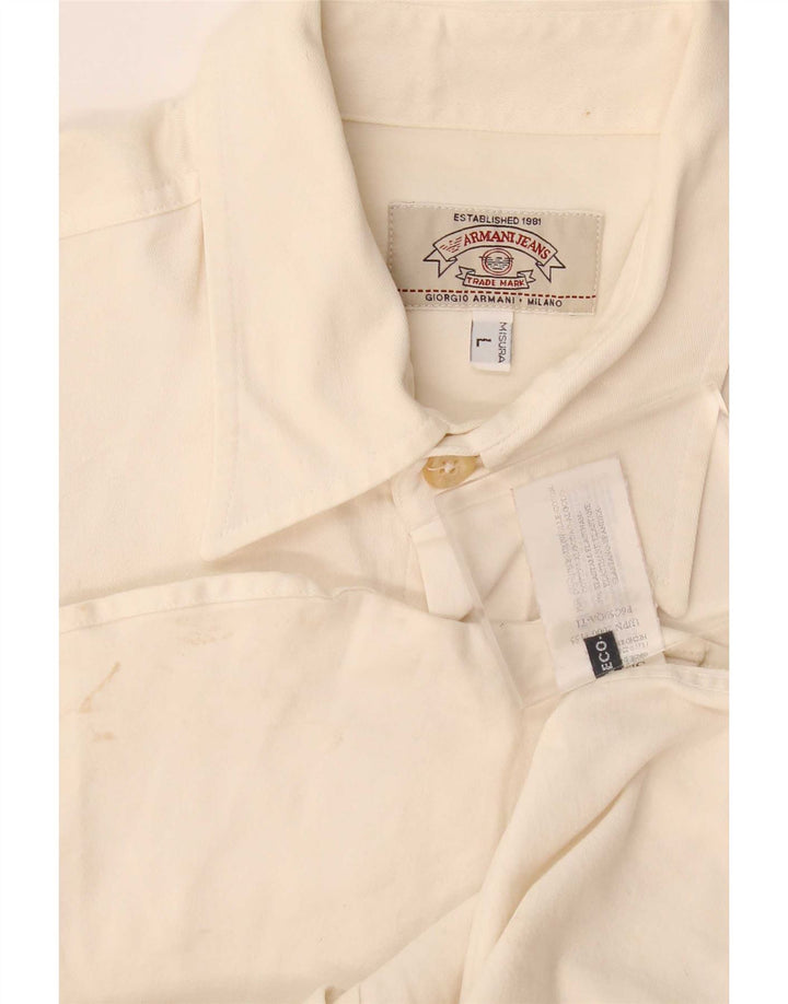 Armani Jeans Herren-Hemd, groß, aus weißer Baumwolle