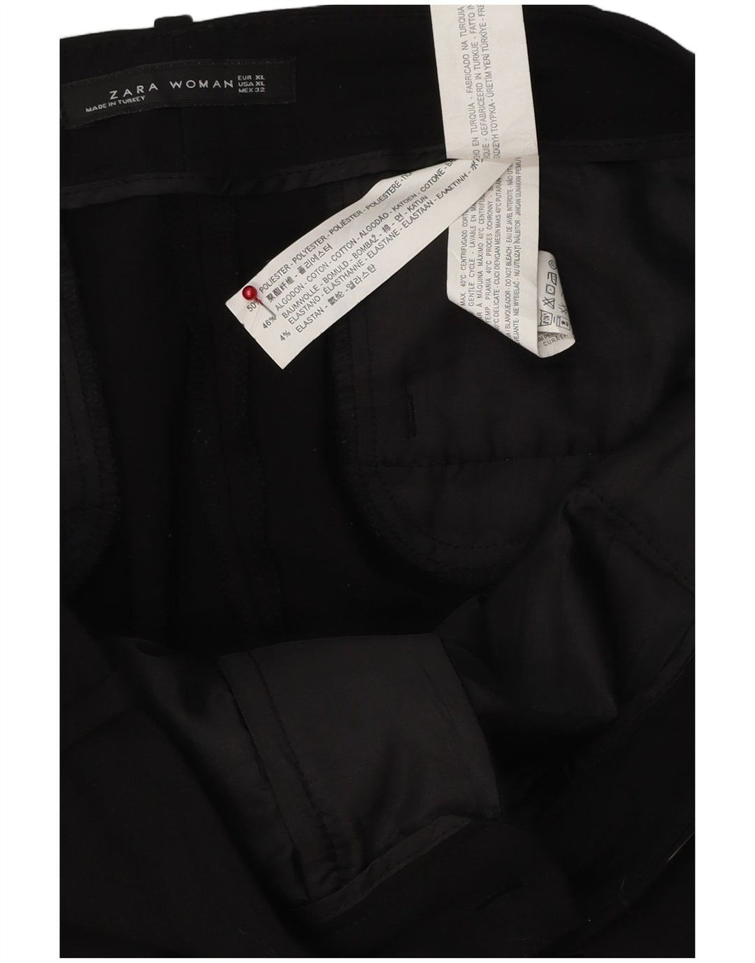Zara Slim Chino-Hose für Damen, XL, W32, L26, Schwarz, Polyester