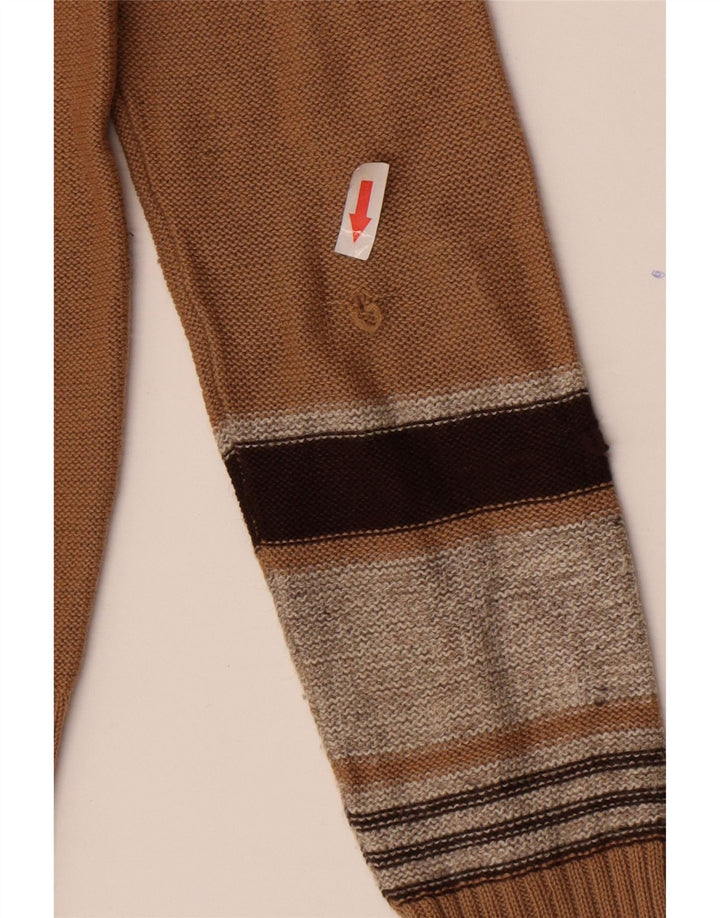 Vintage Damen Crop V-Ausschnitt Pullover Pullover IT 44 Mittelbraun gestreift